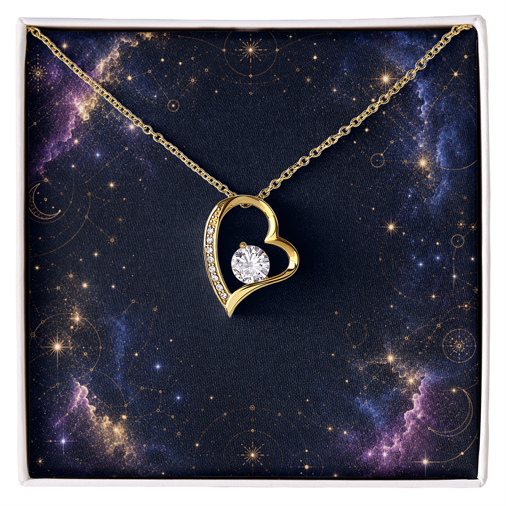 Starlit Self Forever Love Necklace – Heart Cubic Zirconia Pendant in 14K White Gold or 18K Gold Finish