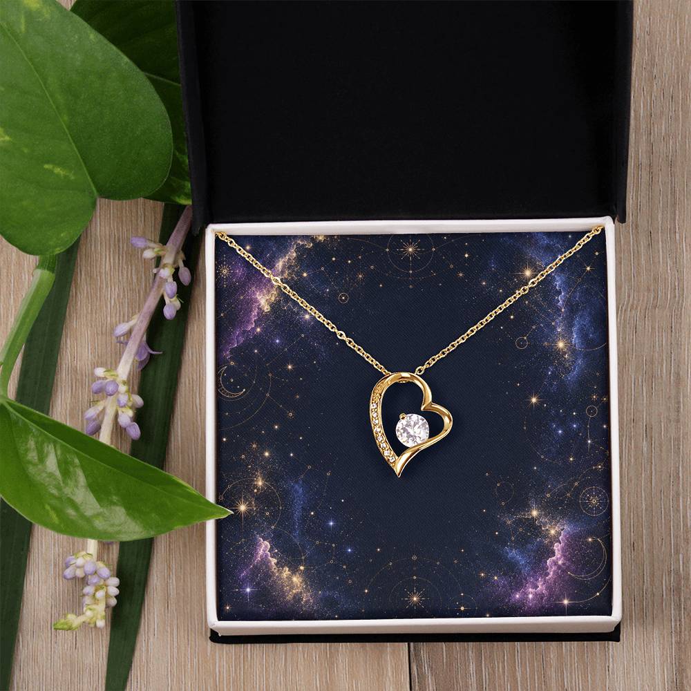 Starlit Self Forever Love Necklace – Heart Cubic Zirconia Pendant in 14K White Gold or 18K Gold Finish