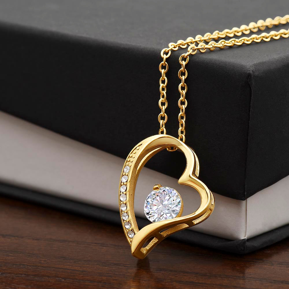 Starlit Self Forever Love Necklace – Heart Cubic Zirconia Pendant in 14K White Gold or 18K Gold Finish