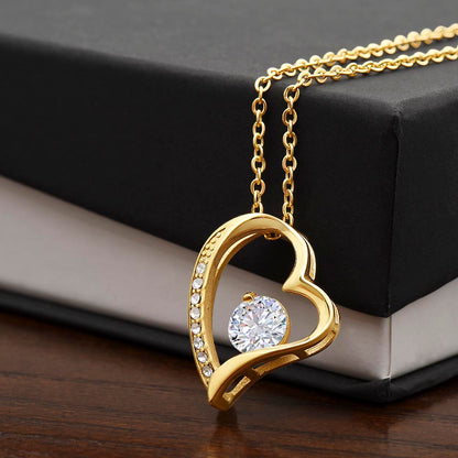 Starlit Self Forever Love Necklace – Heart Cubic Zirconia Pendant in 14K White Gold or 18K Gold Finish