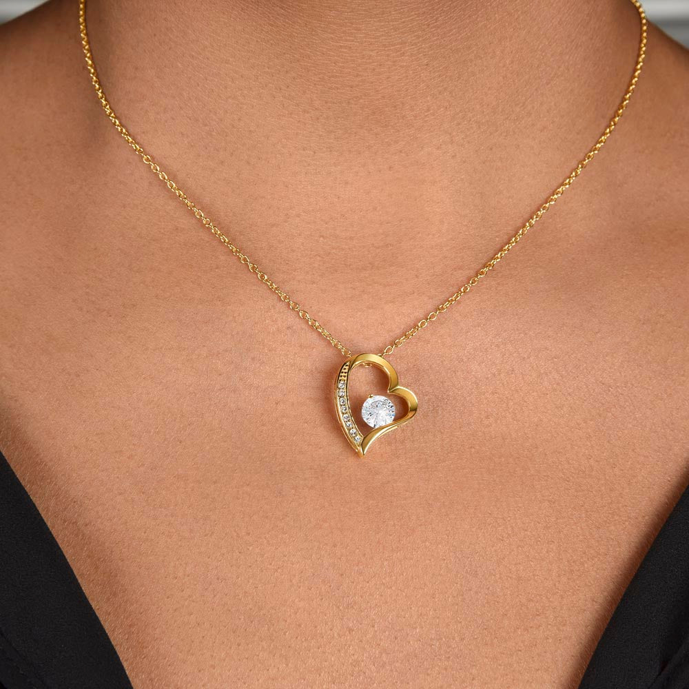 Starlit Self Forever Love Necklace – Heart Cubic Zirconia Pendant in 14K White Gold or 18K Gold Finish