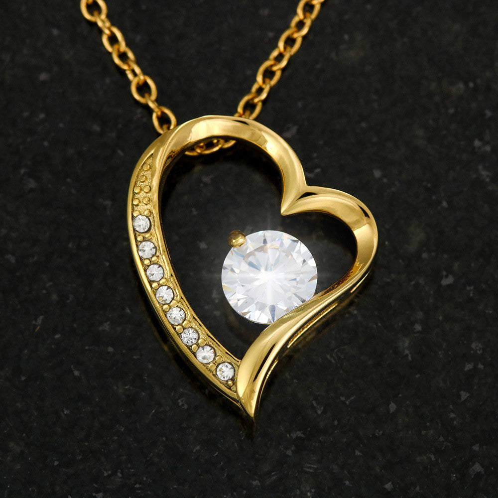 Starlit Self Forever Love Necklace – Heart Cubic Zirconia Pendant in 14K White Gold or 18K Gold Finish