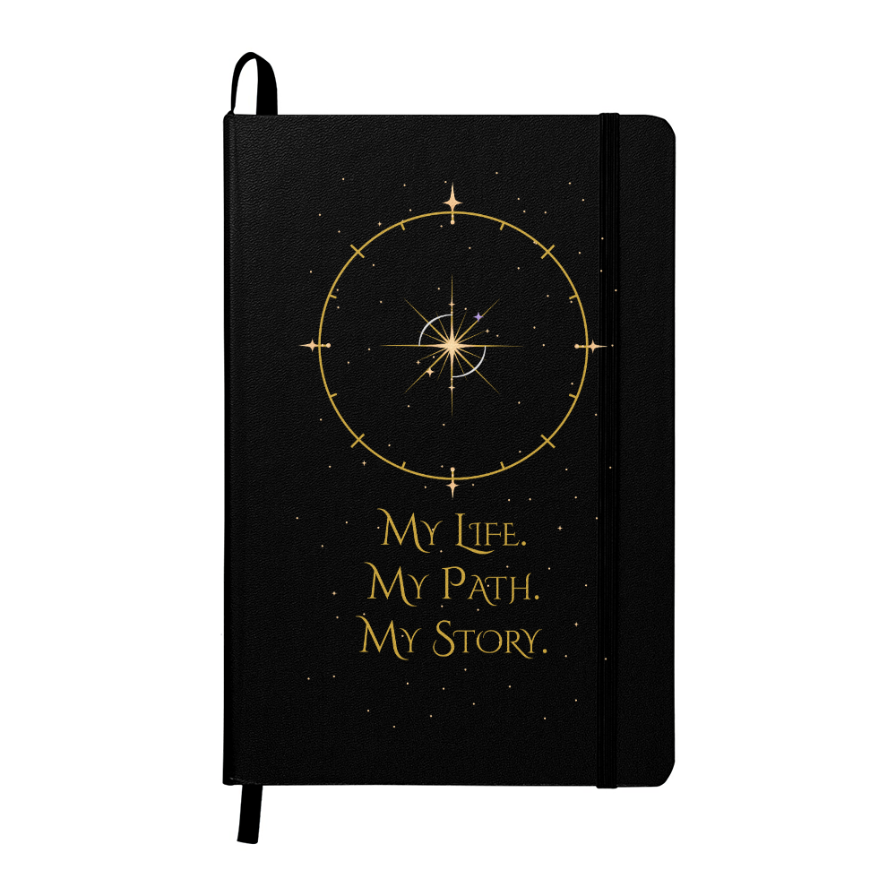 Starlit Self Celestial Journal – “My Life. My Path. My Story.” Faux Leather Hardcover Writing Notebook