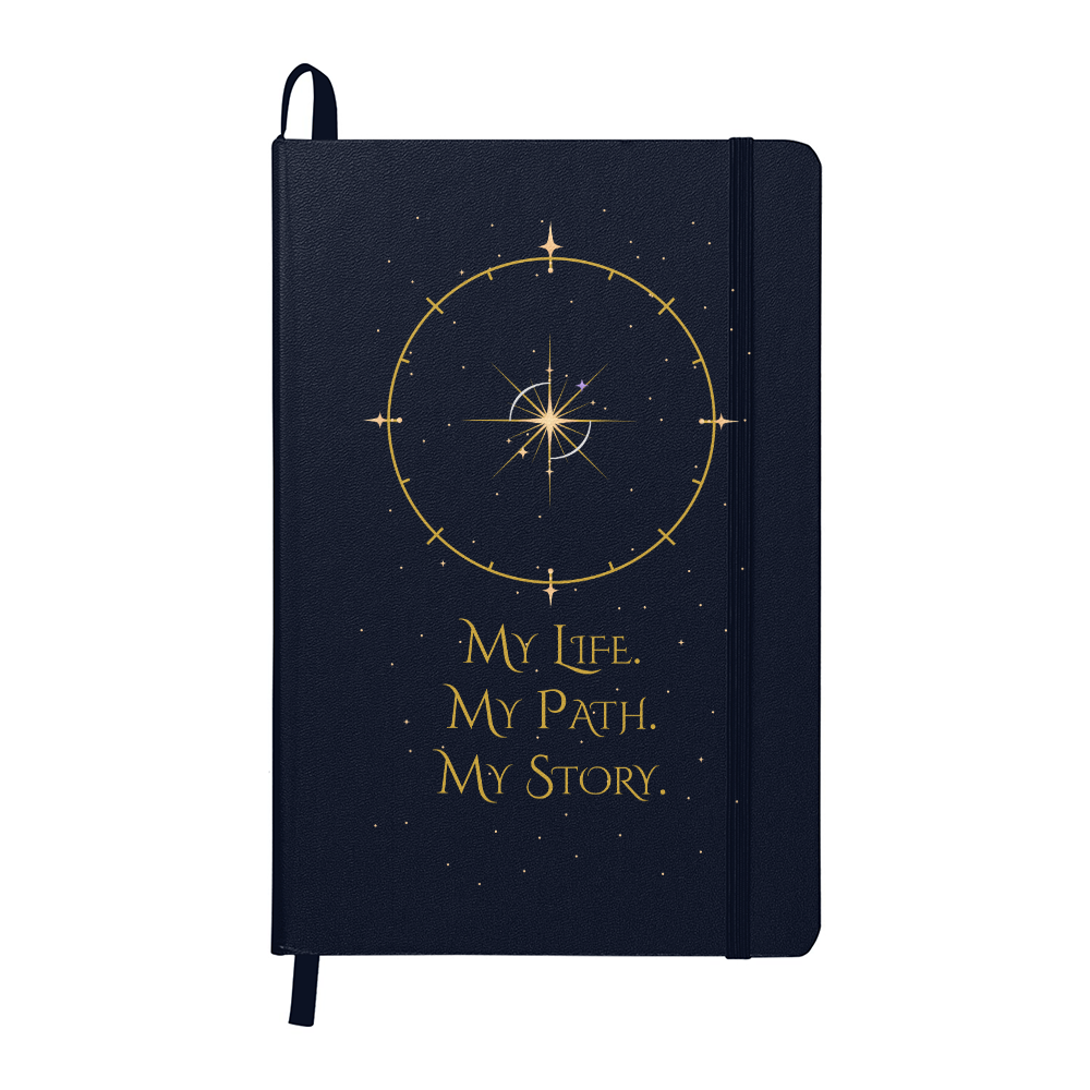 Starlit Self Celestial Journal – “My Life. My Path. My Story.” Faux Leather Hardcover Writing Notebook
