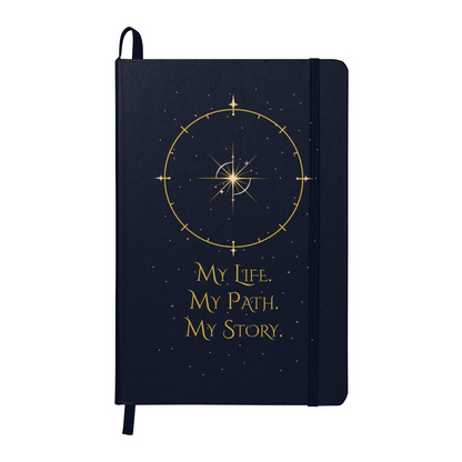 Starlit Self Celestial Journal – “My Life. My Path. My Story.” Faux Leather Hardcover Writing Notebook