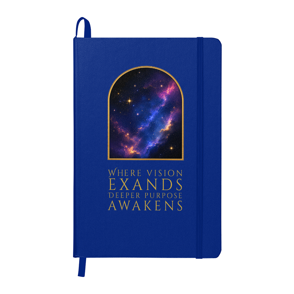 Starlit Self Vision Journal – “Where Vision Expands, Deeper Purpose Awakens.” Faux Leather Hardcover Writing Notebook