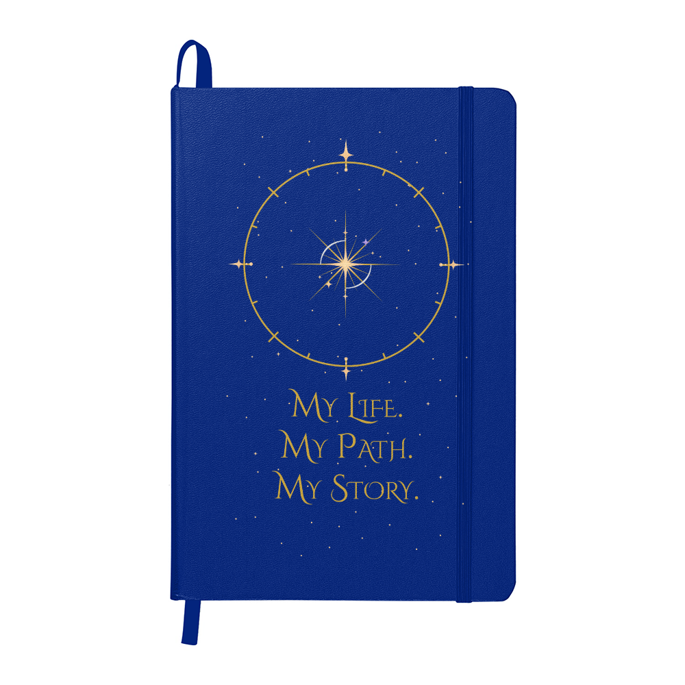 Starlit Self Celestial Journal – “My Life. My Path. My Story.” Faux Leather Hardcover Writing Notebook