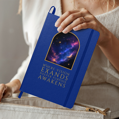 Starlit Self Vision Journal – “Where Vision Expands, Deeper Purpose Awakens.” Faux Leather Hardcover Writing Notebook