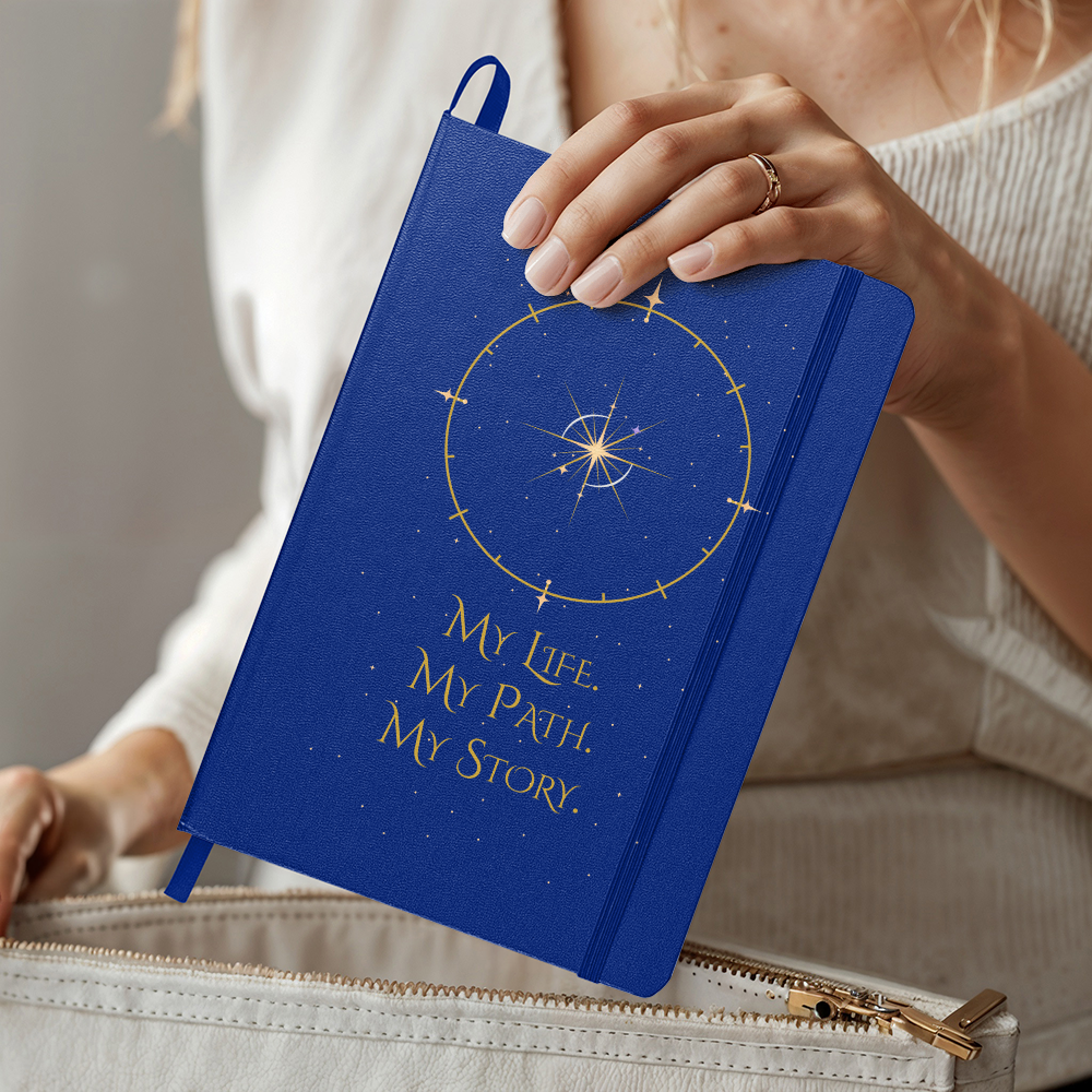 Starlit Self Celestial Journal – “My Life. My Path. My Story.” Faux Leather Hardcover Writing Notebook