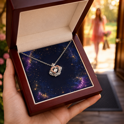 Starlit Self Crown Light Necklace – Sterling Silver Crown Pendant with Dancing Cubic Zirconia